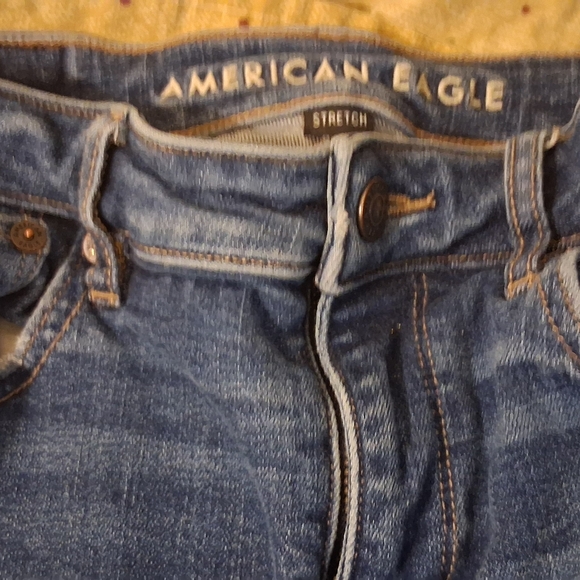 Classic Blue Women's Jeans American Eagle Flare Leg Size O 0296 Minor Wear Cuffs - Picture 2 of 6